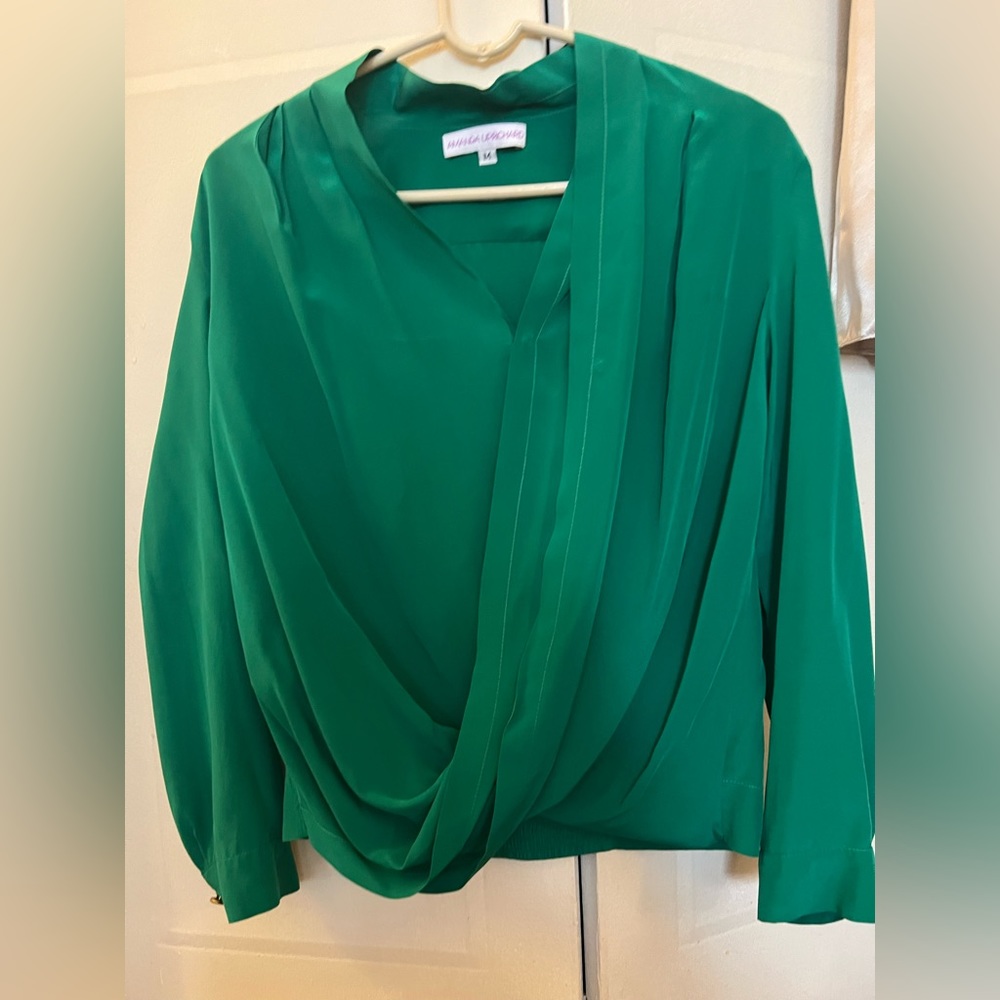 Amanda Uprichard emerald silk blouse